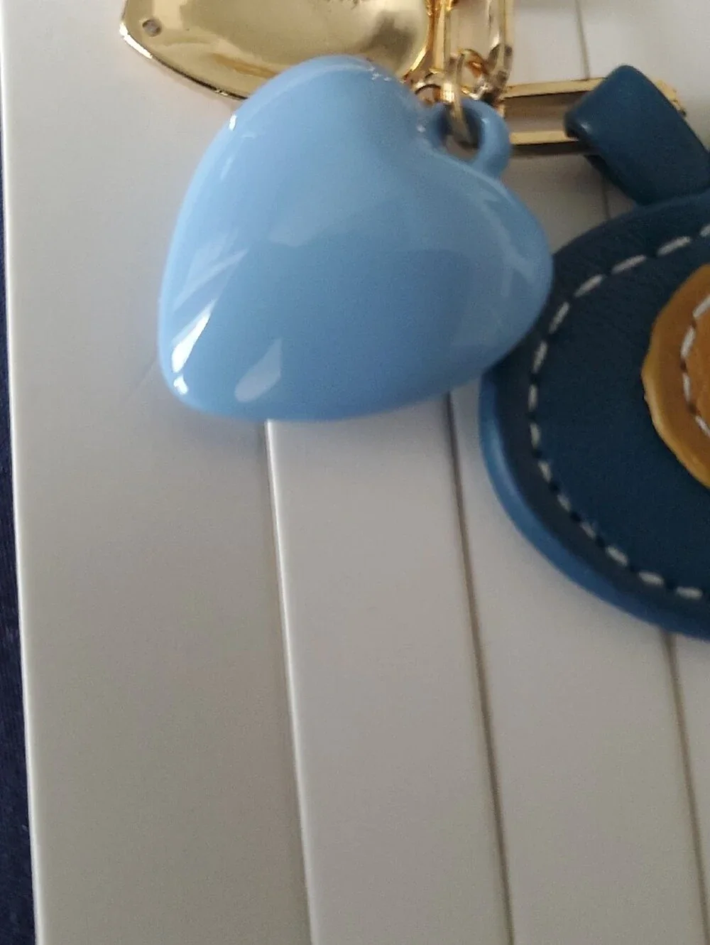 Lane Bryant Blue, Lavender & Brown Layered Heart Keychain Charm